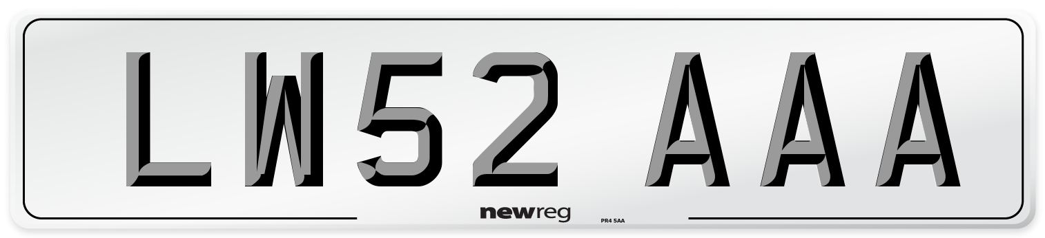 LW52 AAA Number Plate from New Reg